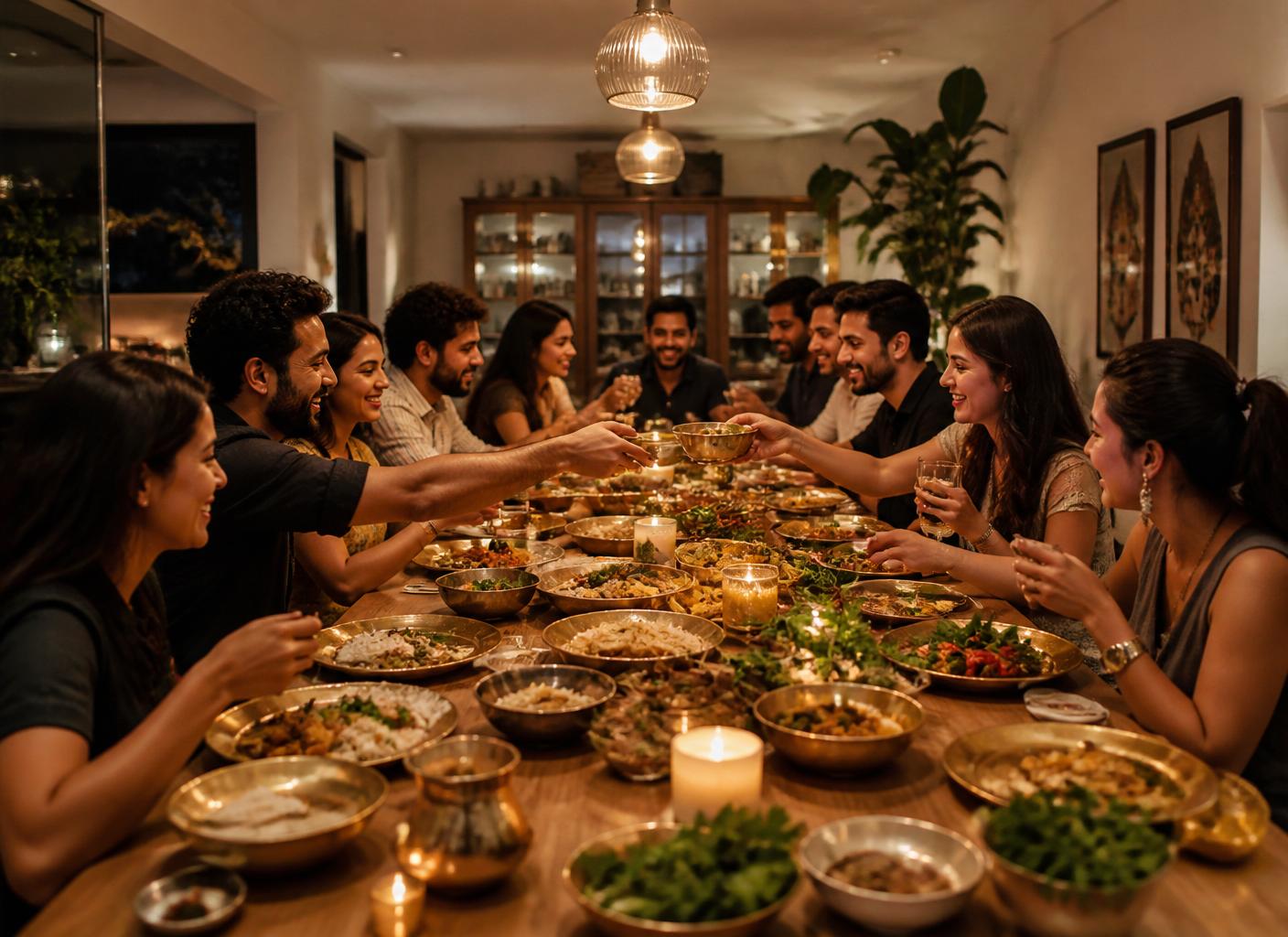A home dinner table set for a small group